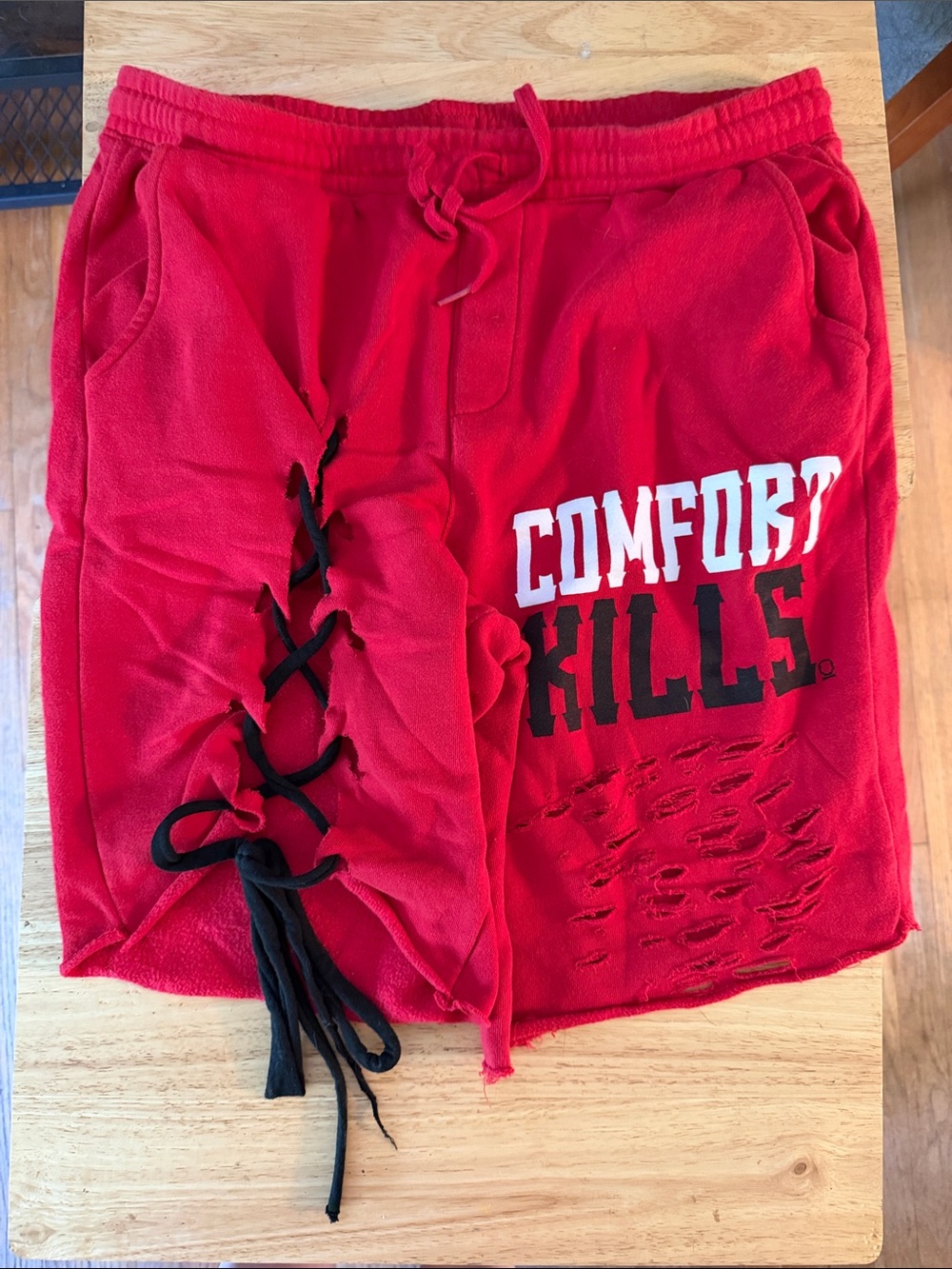 Red Graphic Lace-Up Athletic Shorts for Men